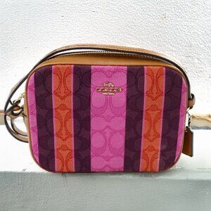 Sold! Coach Mini Camera Bag In Signature Jacquard With Stripes C4222 Retail $250